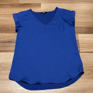 Express Women’s V-Neck Short Sleeve Top - Royal Blue